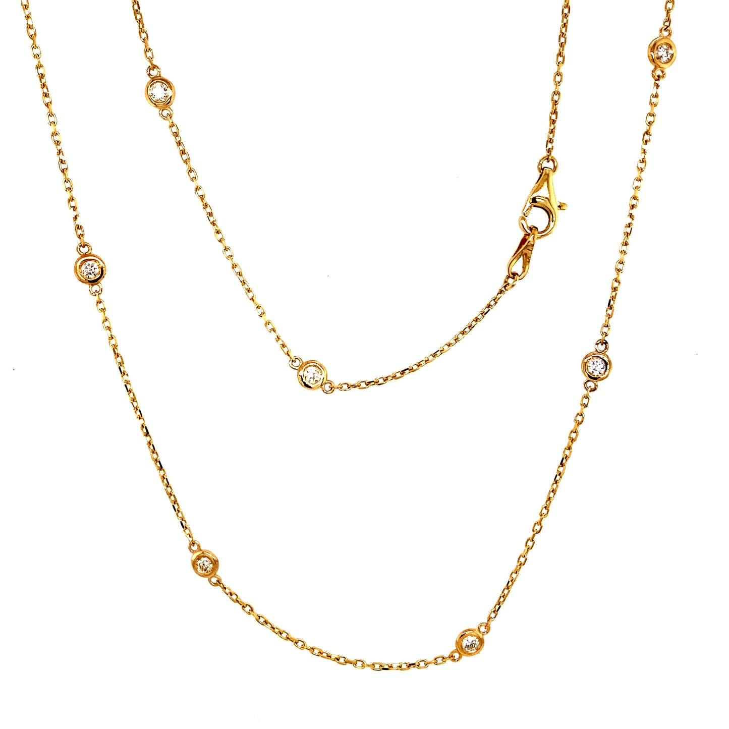 14 Karat Rose Gold Bezel Set Diamond Necklace 18
