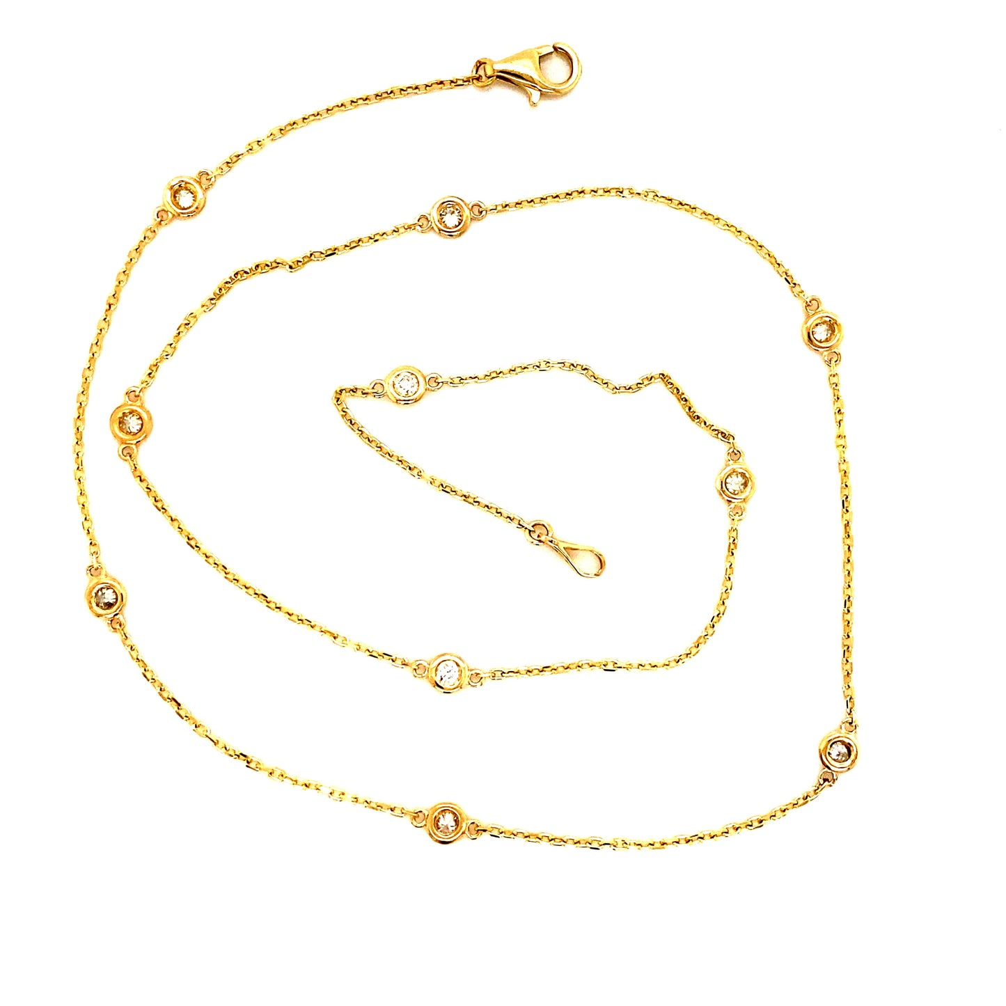 14 Karat Rose Gold Bezel Set Diamond Necklace 18