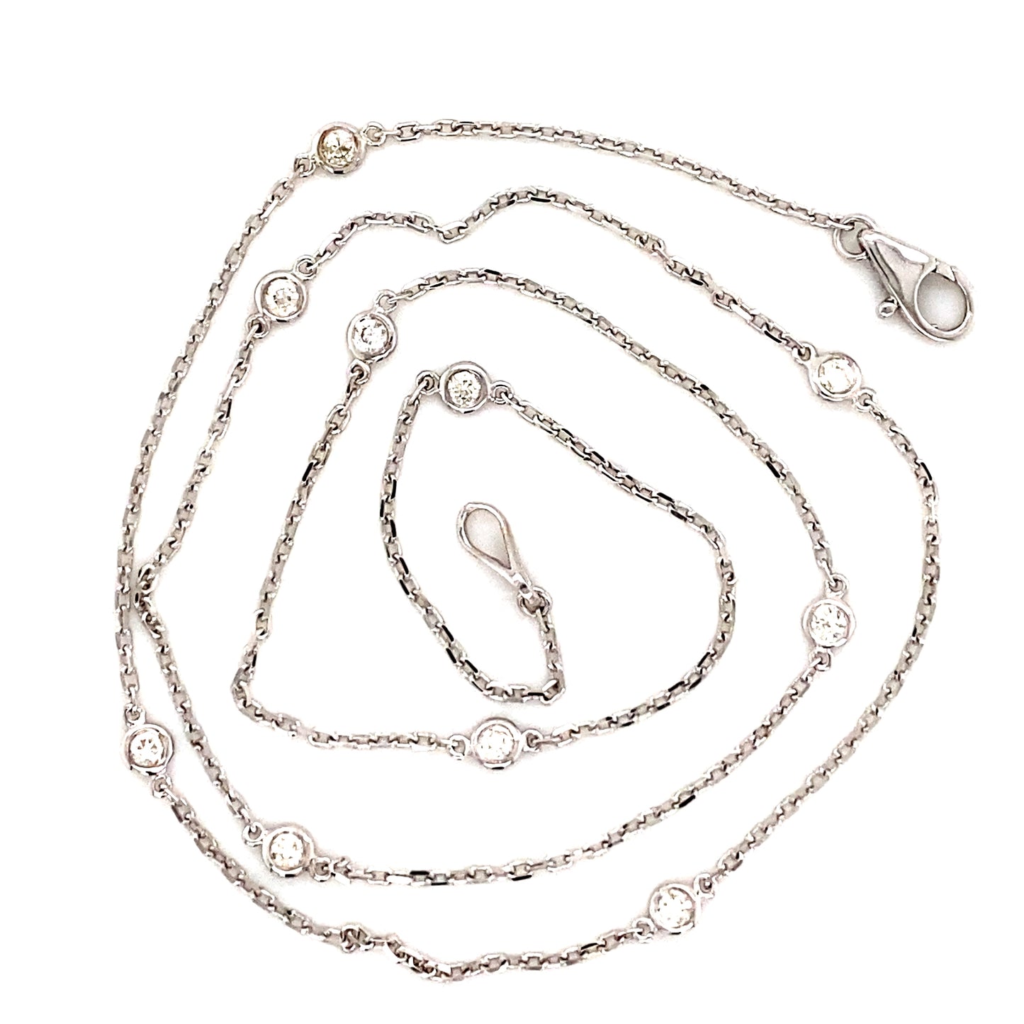 14 Karat Rose Gold Bezel Set Diamond Necklace 18