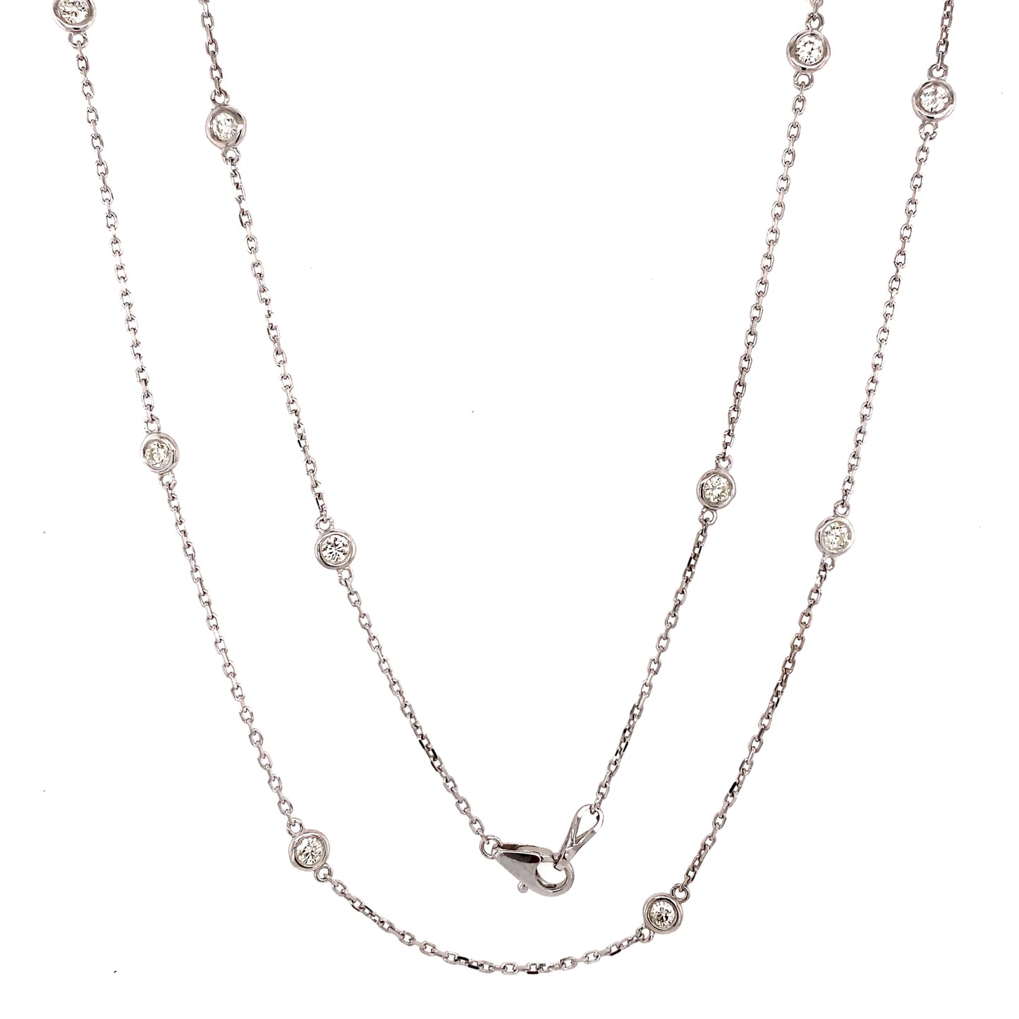14 Karat Rose Gold Bezel Set Diamond Necklace 18