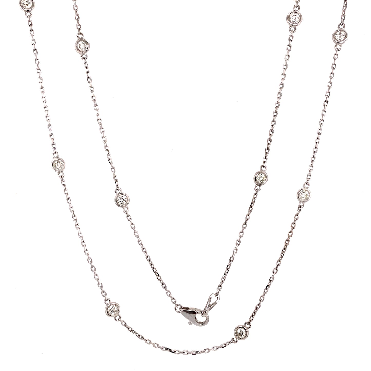 Bezel Set Diamond Necklace 18" 0.70 cttwbbb