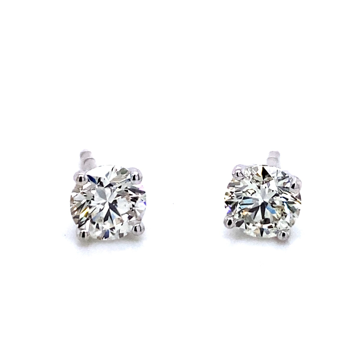 14K Gold Diamond Stud Earrings, 4 prong 0.35 cttw