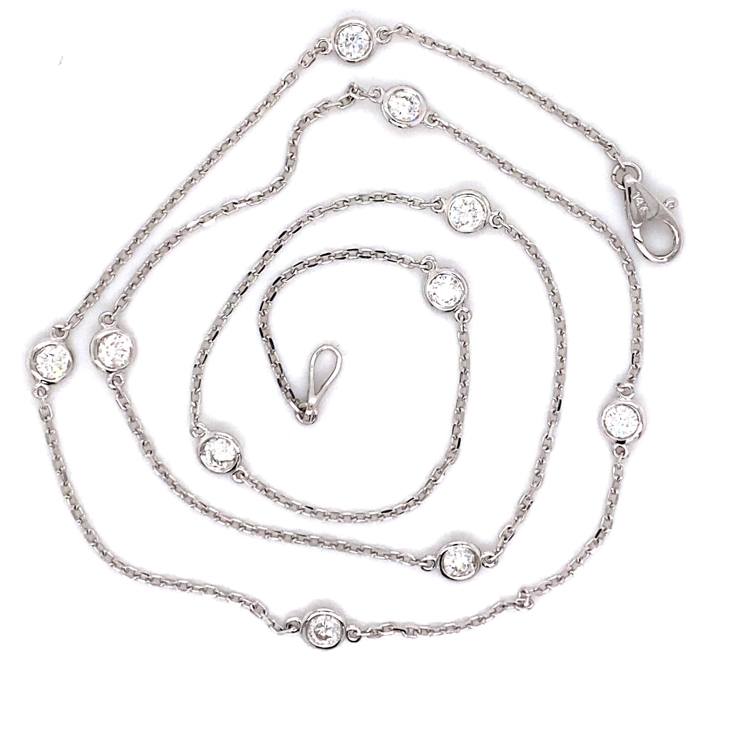 Diamond Bezel Set Necklace 18" 1.00cttw