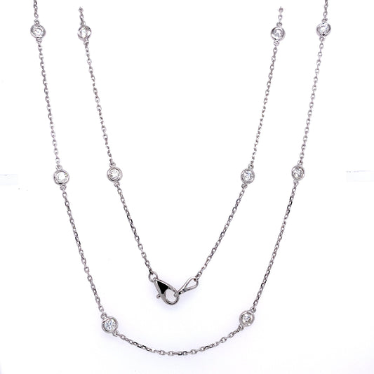Diamond Bezel Set Necklace 18" 2.35 cttw