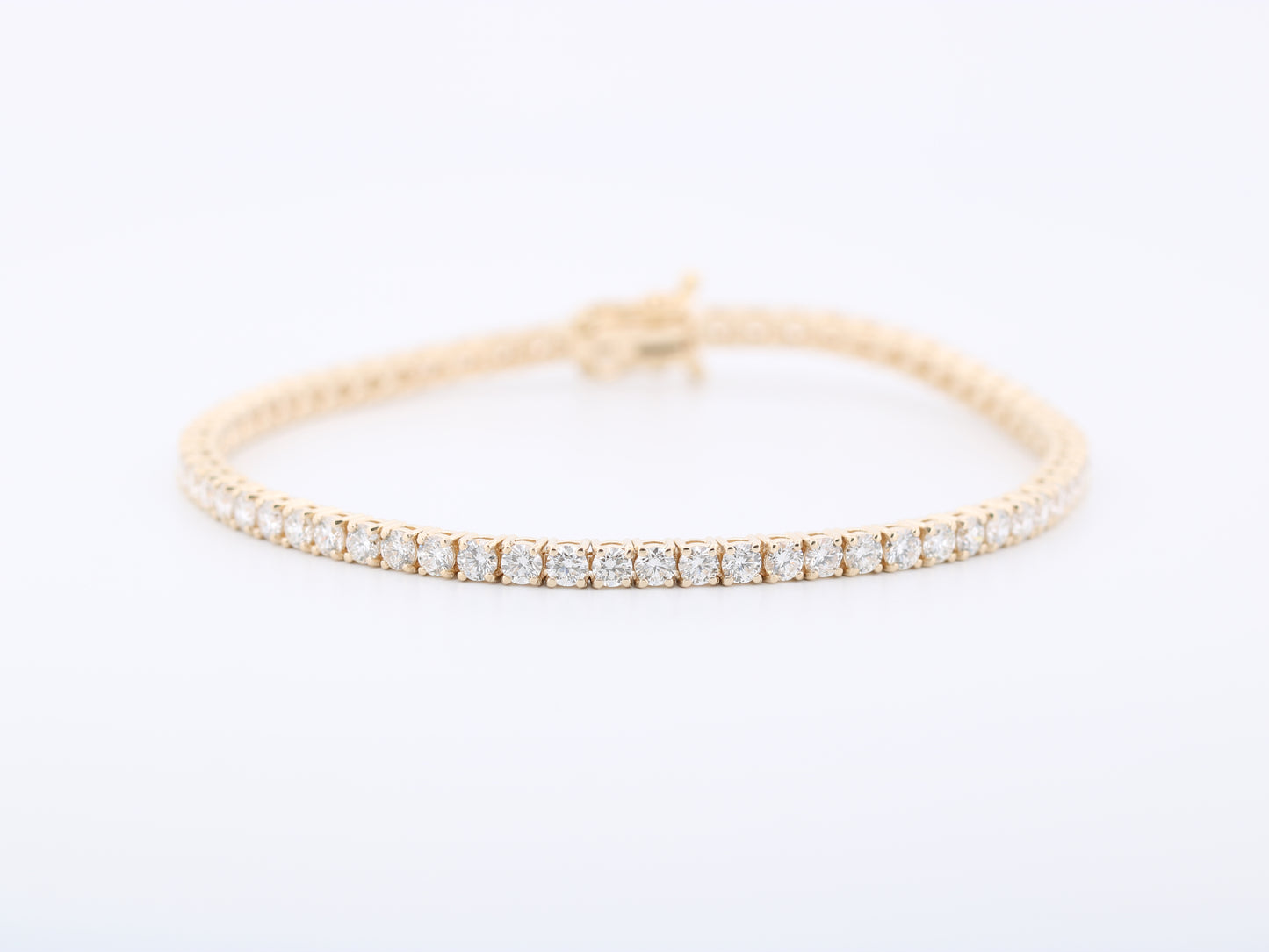 Natural Diamond Tennis Bracelet 4.21 cttw, 14K Yellow Gold