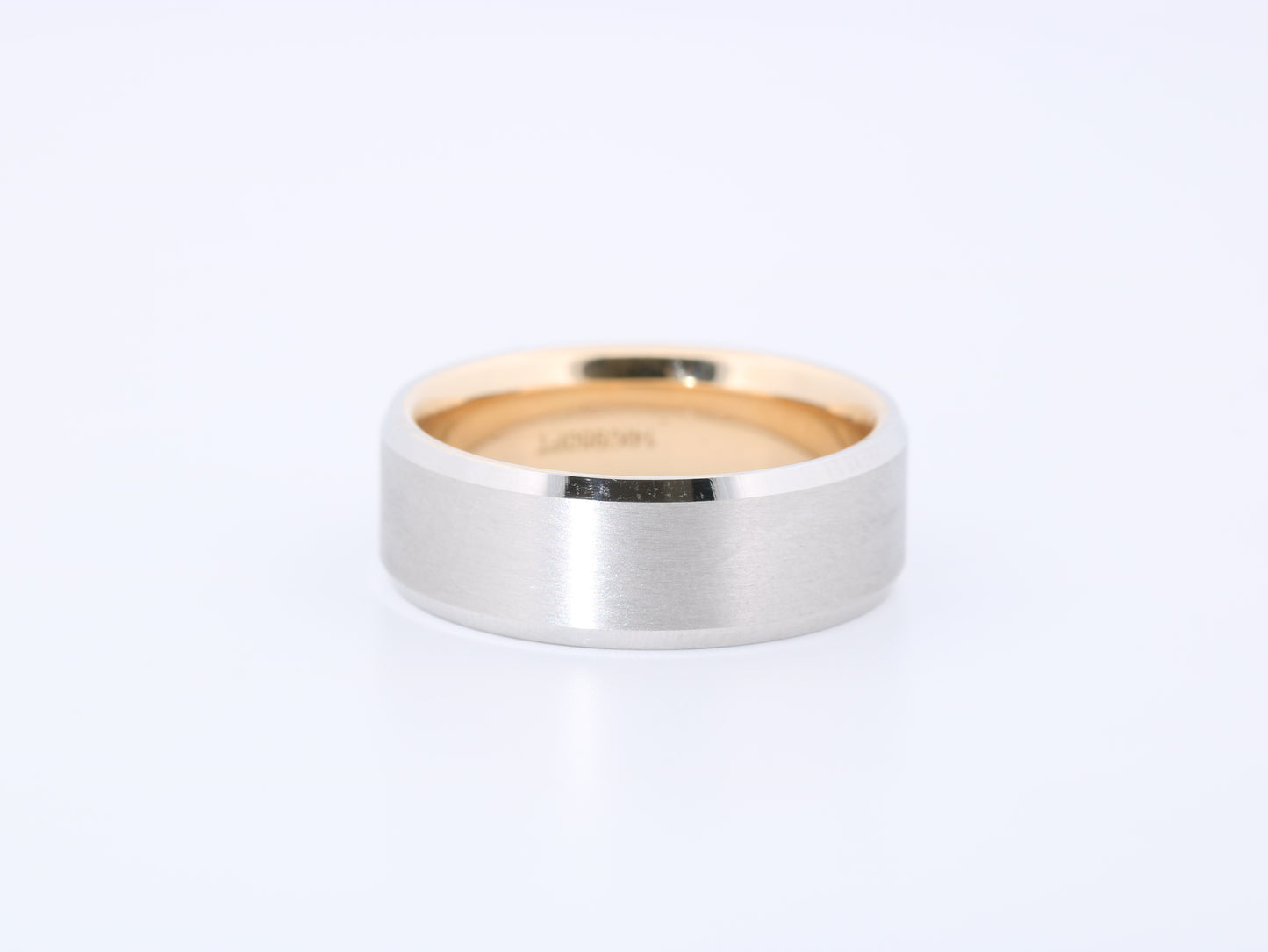 Men's Wedding Band, Platinum and 14K Yellow Gold