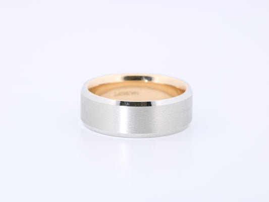 Men's Wedding Band, Platinum and 14K Yellow Gold