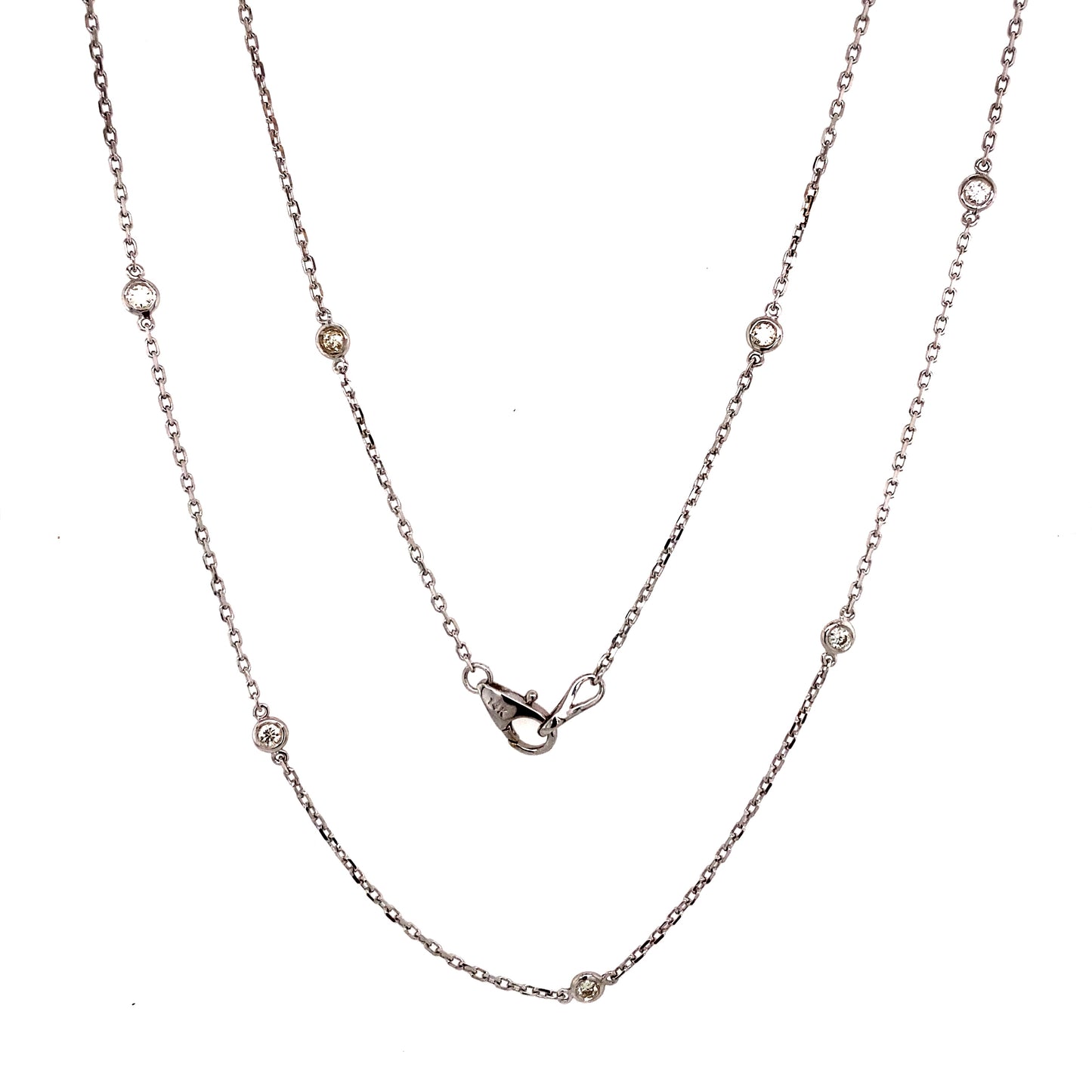 Diamond Bezel Set Necklace 18" 0.30 cttw