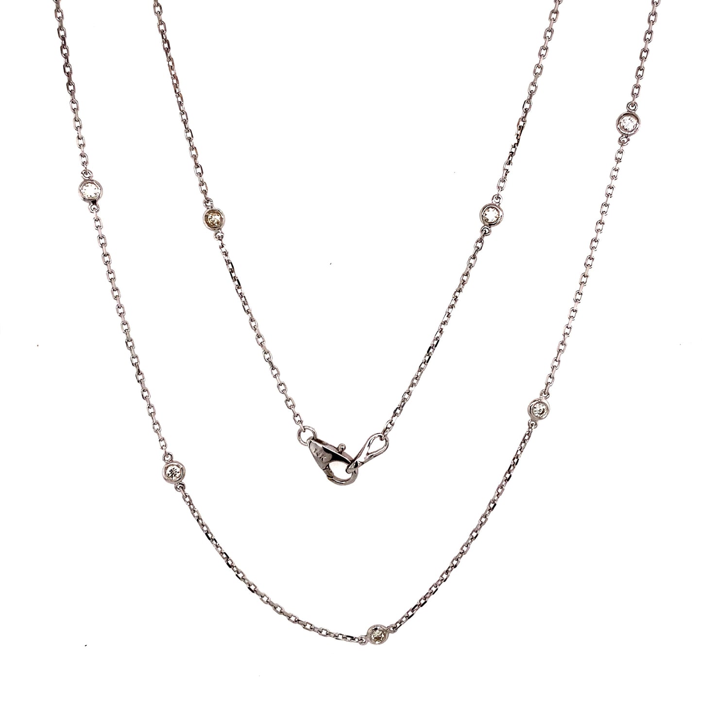 Diamond Bezel Set Necklace 18" 0.35 cttw