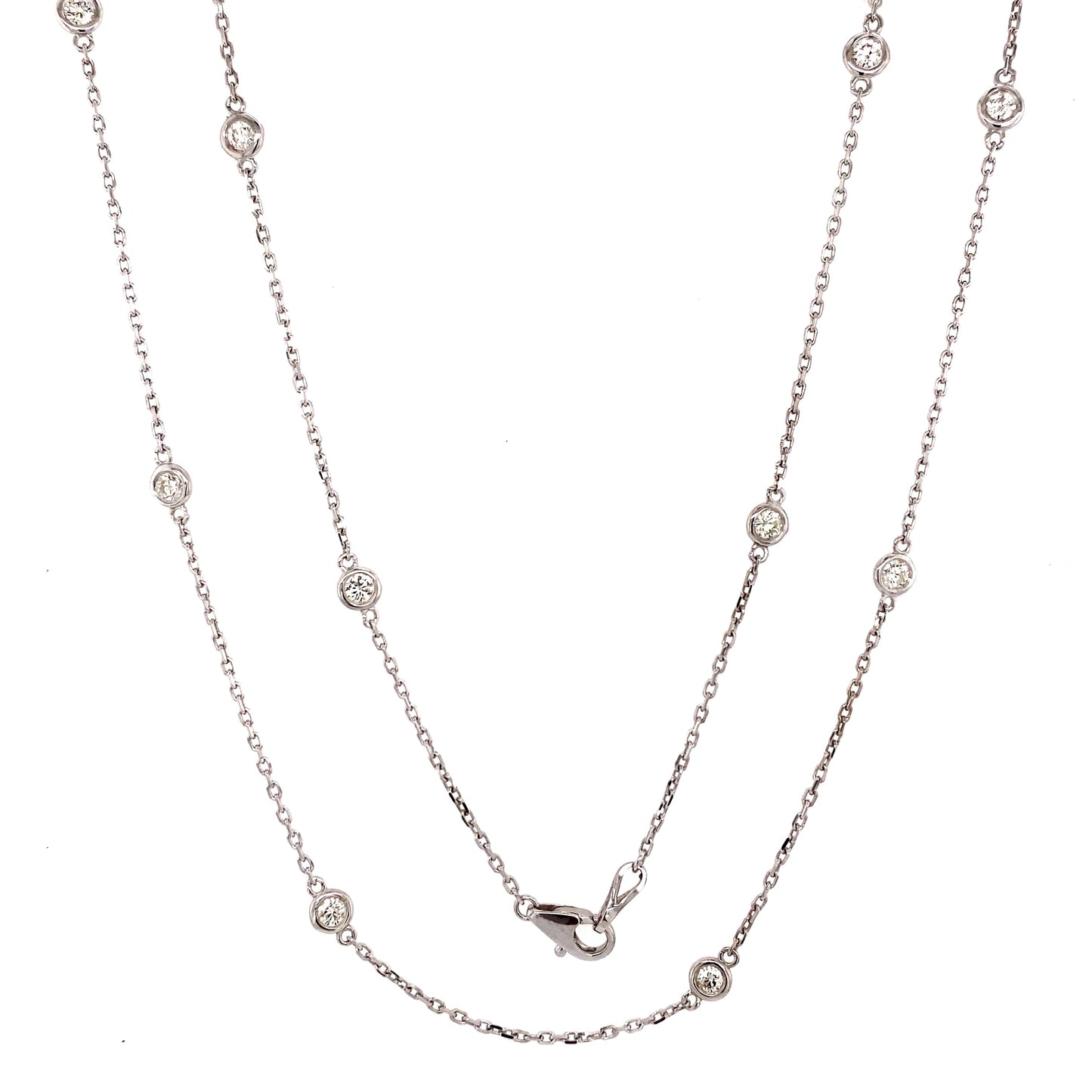 Bezel Set Diamond Necklace 18" 0.80 cttw