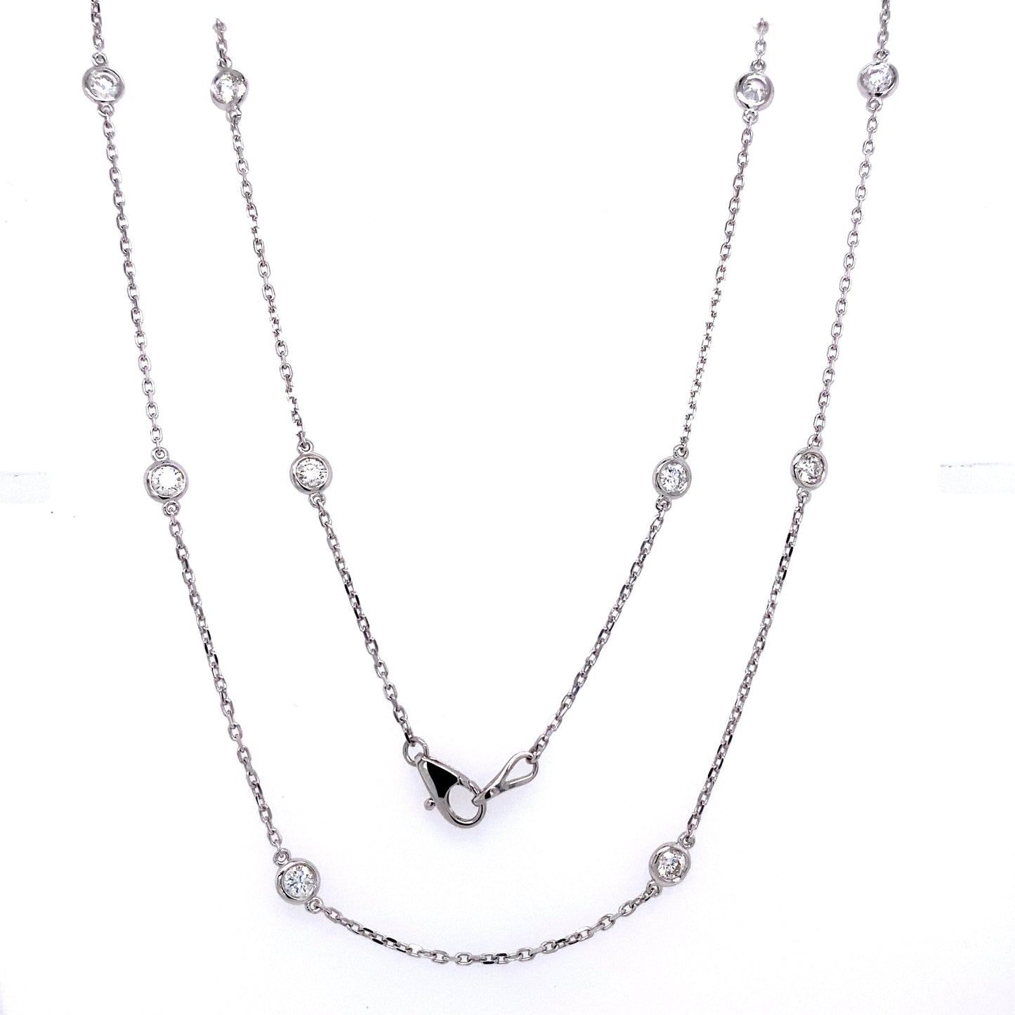 Diamond Bezel Set Necklace 18" 2.50 cttw