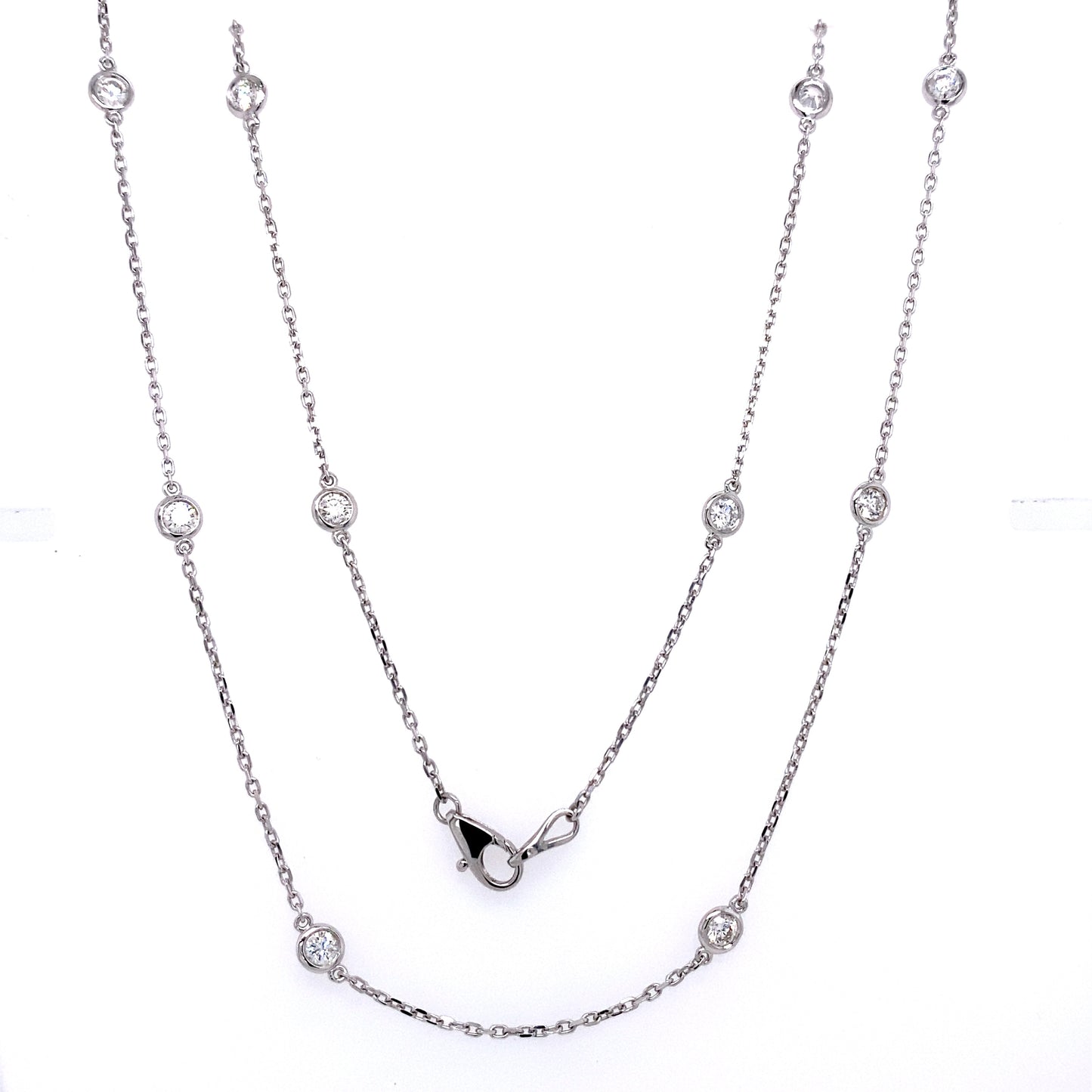 Diamond Bezel Set Necklace 18" 1.30 cttw