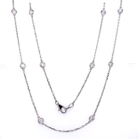 Diamond Bezel Set Necklace 18" 1.50 cttw